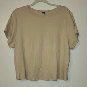 Old Navy Beige Ribbed Short Sleeve Tee